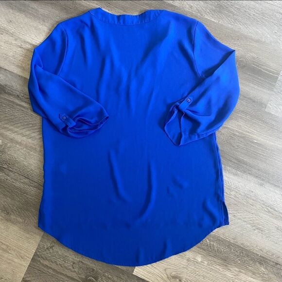 Express Blouse Top XS Cobalt Blue Chiffon Light Flowy - Picture 7 of 13